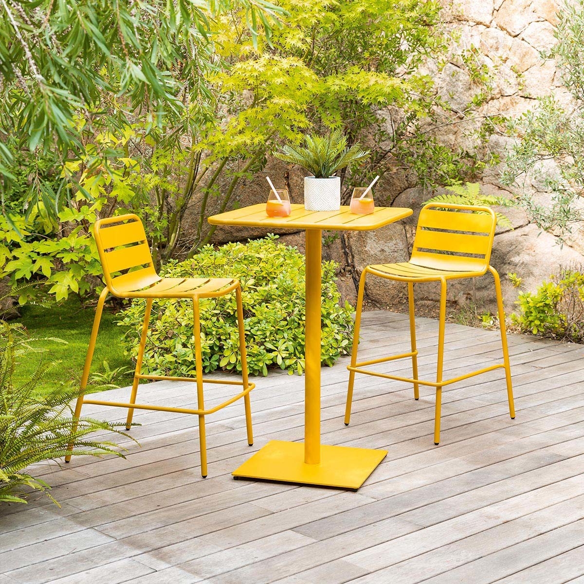 Table haute pliante de jardin Greensboro Vert olive - Hespéride