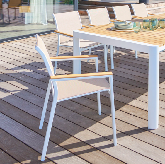 FAUTEUIL ESSENTIA ACCOUDOIRS BOIS LIN/BLANC