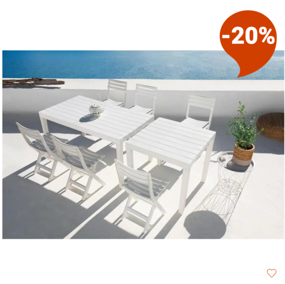 Table carrée imitation bois - 80 x 80 x H 72 cm - Blanc