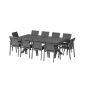 OFFRE SPÉCIALE : Table de jardin extensible Axiome Ardoise granitée 12 pers + 8 Fauteuils Axiome Poivre & Graphite 