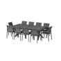 OFFRE SPÉCIALE : Table de jardin extensible Axiome Ardoise granitée 12 pers + 8 Fauteuils Axiome Silex Quartz