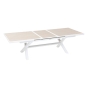 Table de jardin extensible AXIOME Effet bois Lin & Blanc