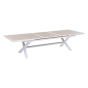 Table de jardin extensible AXIOME Effet bois Lin & Blanc
