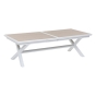 Table de jardin extensible AXIOME Effet bois Lin & Blanc