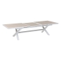 Table de jardin extensible AXIOME Effet bois Lin & Blanc