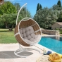 Fauteuil œuf suspendu ORBIANA Taupe & Blanc