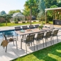 OFFRE SPECIALE : Table de jardin PAVANE Extensible 10p Truffe/Graphite + 6 Fauteuils Essentia Graphite