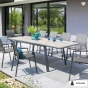 OFFRE SPÉCIALE : Table de jardin extensible Pavane 10 pers + 10 fauteuils Axiome Poivre & Graphite 
