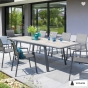 OFFRE SPÉCIALE : Table de jardin extensible PAVANE Pécan / Graphite 10p + 6 fauteuils Piazza Graphite