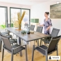 OFFRE SPÉCIALE : Table de jardin extensible Pavane 10 pers + 6 fauteuils Axiome Poivre & Graphite 