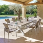OFFRE SPECIALE : Table de jardin Axiome Extensible 10p Lin / Blanc + 6 Fauteuils Essentia Lin / Blanc