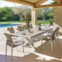 OFFRE SPECIALE : Table de jardin Axiome Extensible 10p Lin / Blanc + 6 Fauteuils Essentia Lin / Blanc