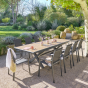 OFFRE SPECIALE : Table de jardin extensible AXIOME Effet bois Noix & Graphite + 6 Fauteuils Essentia Graphite