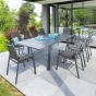 OFFRE SPÉCIALE : Table de jardin extensible PAVANE 10p Graphite + 6 fauteuils Piazza Anthracite/Graphite 