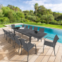 OFFRE SPÉCIALE : Table de jardin extensible Verre Piazza 10 pers + 6 fauteuils Piazza Anthracite & Graphite