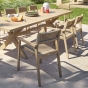 OFFRE SPECIALE : Table de jardin Fixe rectangulaire XENIA Eucalyptus 10P + 6 Fauteuils TEMEIRA