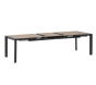 TABLE EXTENSIBLE AUTOMATIQUE EVASION 10P ALUMINIUM IMPRIME EFFET BOIS HONEY GRAPHITE