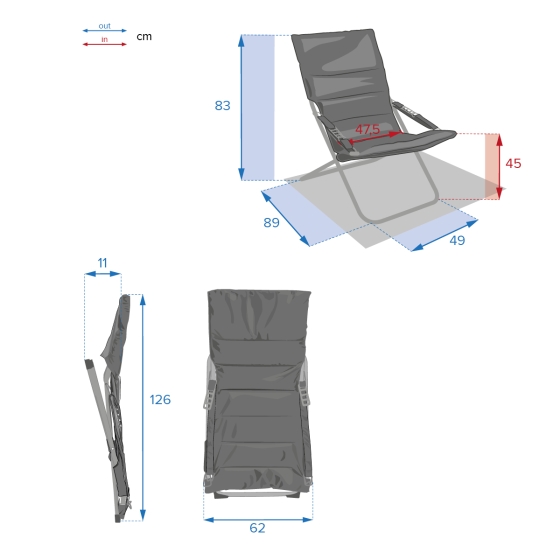 Fauteuil relax de jardin pliable Milos - 3 Positions Fauteuil relax de jardin pliable Milos - 3 Positions