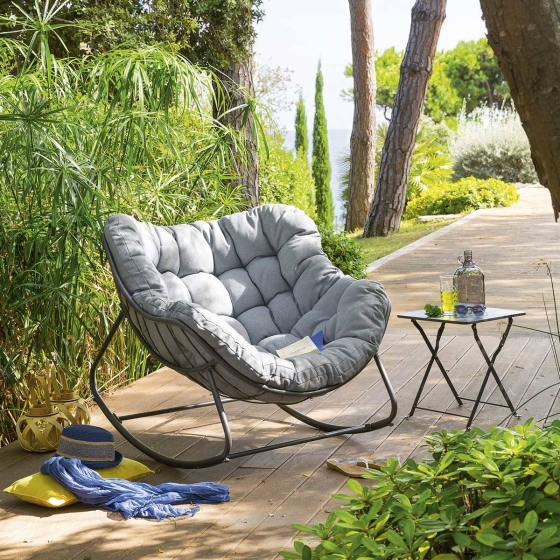 Fauteuil oeuf à bascule de jardin Paopao Roche & Graphite La Foir