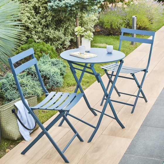 Table de jardin pliante ronde Greensboro Pétrole La Foir'fouille