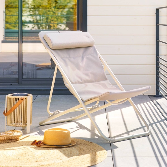 Chilienne de jardin empilable pliable MIRAEL Lin / Argile