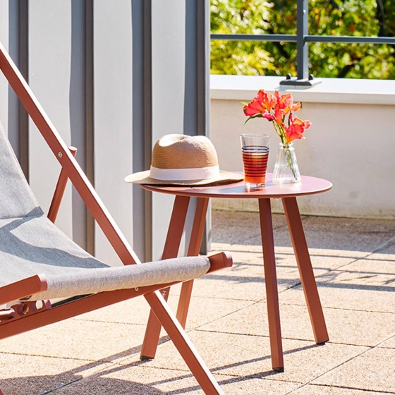 Table d'appoint de jardin rond SAONA Acajou