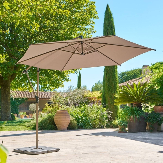 Parasol déporté rond MANOA Café