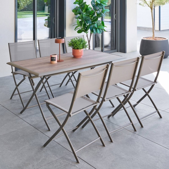 Table de jardin pliante rectangulaire AZUA Truffe / Café