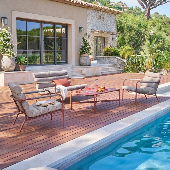 Salon de jardin SOLANI Acajou