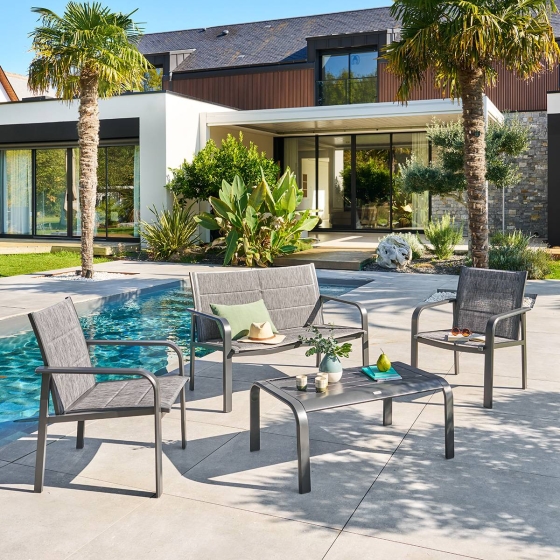 Salon de jardin PIAZZA Graphite