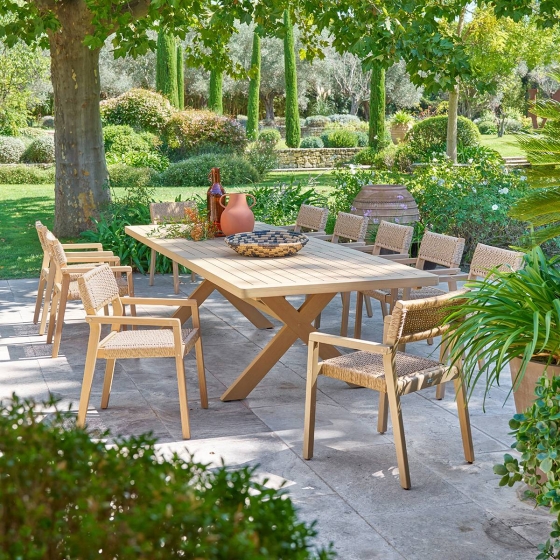 Table de jardin Extensible rectangulaire XENIA Eucalyptus 12p