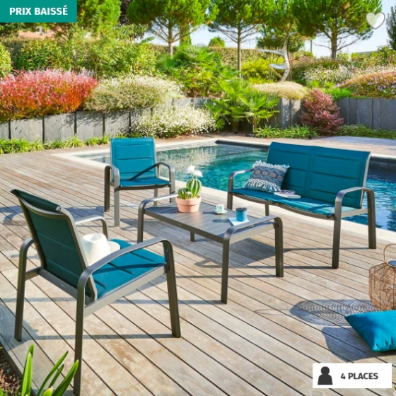 Salon de jardin Elyn Bleu canard & Graphite