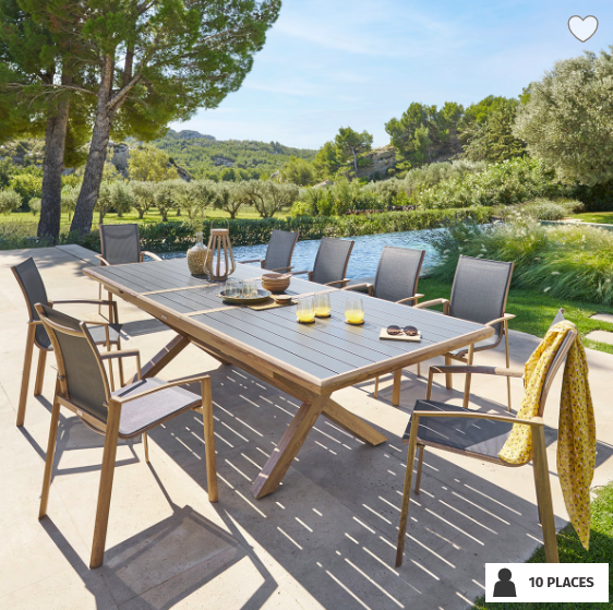 Table de jardin extensible AXIOME Graphite & Honey