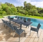 OFFRE SPÉCIALE : Table de jardin extensible Piazza verre 12 pers + 8 fauteuils Piazza Anthracite & Graphite