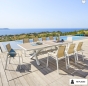 OFFRE SPECIALE : Table de jardin Axiome Extensible 10p Lin / Blanc + 6 Fauteuils Essentia Lin / Blanc