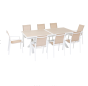 OFFRE SPECIALE : Table de jardin Axiome Extensible 10p Lin / Blanc + 6 Fauteuils Essentia Lin / Blanc