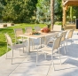 OFFRE SPÉCIALE : Table extensible Piazza 8 pers Argile + 4 fauteuils Piazza lin / Argile