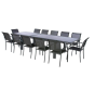 OFFRE SPÉCIALE : Table de jardin extensible Piazza verre 12 pers + 8 fauteuils Piazza Anthracite & Graphite