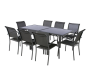 OFFRE SPÉCIALE : Table de jardin extensible Verre Piazza 8 pers + 4 fauteuils Piazza Anthracite & Graphite