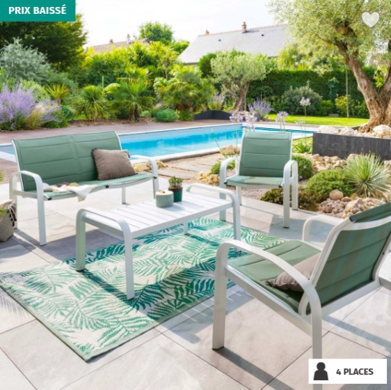 Salon de jardin Elyn Vert jade & Blanc