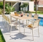 OFFRE SPÉCIALE : Table Extensible Piazza 10 pers Argile + 6 fauteuils Piazza Lin / Argile