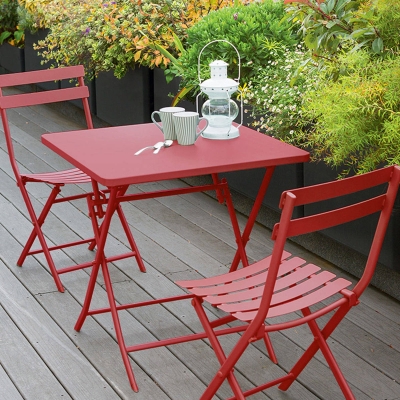 Table de jardin pliante carrée Greensboro Groseille