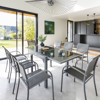 Table de jardin extensible Piazza Anthracite & Graphite 8P