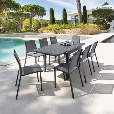 Table de jardin extensible Piazza Graphite 8P