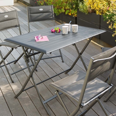 Table de jardin pliante rectangulaire Azua Graphite