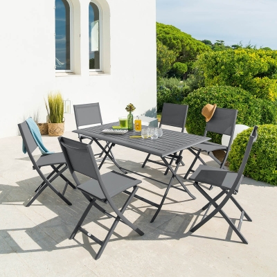 Table de jardin pliante rectangulaire Azua Graphite