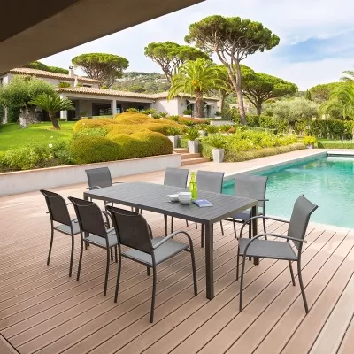 Table de jardin fixe rectangulaire Piazza Graphite