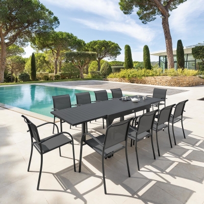 Table de jardin extensible Piazza Graphite