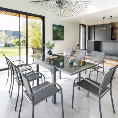 Table de jardin extensible Piazza Anthracite & Graphite 8P