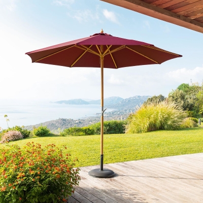 Parasol Droit Inclinable Hespéride BOGOTA Rond 2,5m - Acier Époxy Coquelicot
